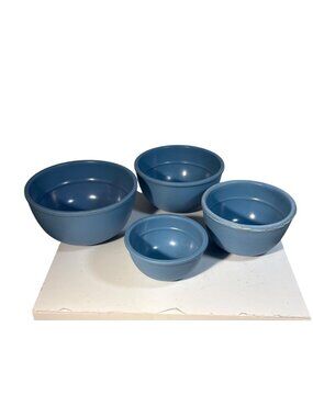 Blue Melamine Nesting Measuring Bowls Set Of 4 Vintage